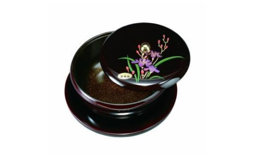 丸盆付菓子器 7.0寸 溜 山路(盛絵・内梨子地塗)【YG88】 2089850 - 和歌山県上富田町
