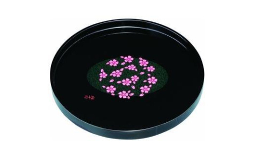 木製丸盆 30cm 黒 花咲小路【YG393】 2090050 - 和歌山県上富田町