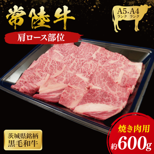 常陸牛 肩ロース 焼肉用 600g ( 茨城県共通返礼品 ) 国産 肉 焼肉 焼き肉 バーベキュー BBQ ブランド牛 ギフト 贈り物 お歳暮 お中元 お祝い 黒毛和牛 最高級ブランド 大子町（CU010） 2090744 - 茨城県大子町