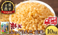 【新米予約】【定期便5回】ふっくりんこ玄米10kg≪杉本農園≫