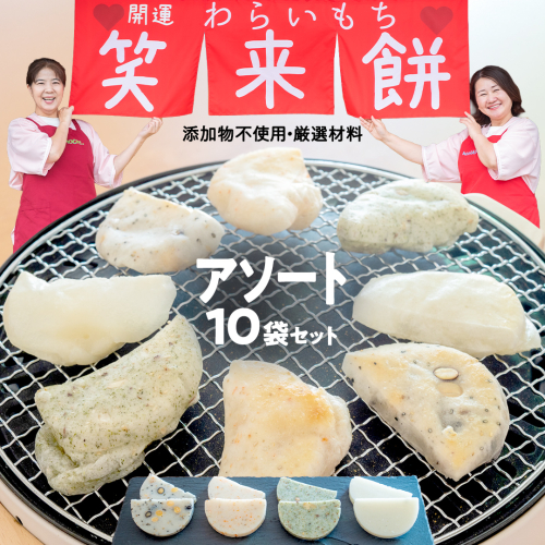笑来餅 おまかせ 10個 セット（アソート） 餅 もち もち米 豆餅 落花生 エビ [EP009ci] 2092892 - 茨城県筑西市