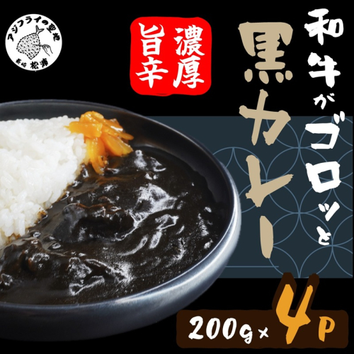 和牛がゴロッと黒カレー 200g×4P ( カレー 和牛 和牛カレー 冷凍 簡単 )【A8-026】 2093072 - 長崎県松浦市