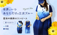 ワンピース 藍染め綿麻のワンピース（薄藍グラデーション）服 レディース エプロン 麻 綿 コットン マタニティ ナチュラル 三次市/染工房奈つ [APAF002]