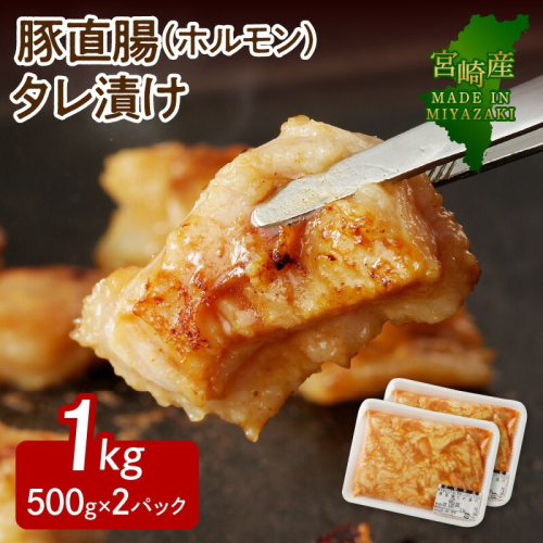 【宮崎産】豚直腸(ホルモン)タレ漬け 1kg (500g×2) N061-YA4421 2093483 - 宮崎県延岡市