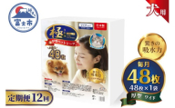 定期便 12回 ペットシーツ 【極】シリーズ 厚型ワイド 48枚 ペット用 犬用 猫用 トイレシーツ 日用品 ペット用品 防災 備蓄 消耗品 ドッグ キャット わんちゃん ねこちゃん 静岡県 富士市 [sf077-145]