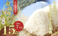 令和7年度産 新米きぬむすめ 白米15kg 先行予約 ＜ 2025年9月中旬より順次発送予定 ＞ ｜ 精米 新米 白米 米 雑穀 お米 コメ 単一米 きぬむすめ 絹娘  山口 美祢 秋吉台 15kg