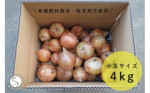 【小玉サイズたまねぎ約4キロ】玉ねぎ 4kg 有機肥料栽培・除草剤不使用 輝ファーマーズ F8-7 2097045 - 佐賀県有田町