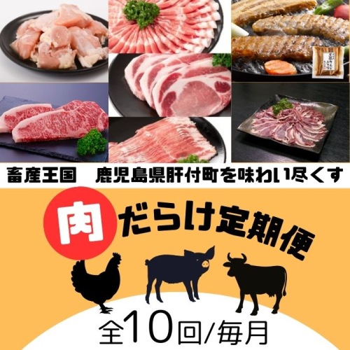 ＜定期便・全10回＞肝付町セレクト定期便《肉だらけ定期便C》 2099419 - 鹿児島県肝付町