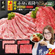 畜産農家応援! 宮崎牛スライス2種セット500g×4パック+豚肉ハンバーグ100g×4個≪みやこんじょ快速便≫_32-N201-R-ESH