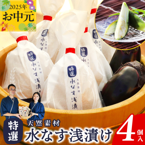 【お中元】「特選最上級品」天然素材水なす浅漬け4個入 099H3085t 2101733 - 大阪府泉佐野市