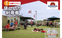 【ふるさと納税】ツマギアンズ貸切利用券（平日・日帰りプラン）１〜４人・BBQ食材なし（持ち込み可） (KDQ-13)