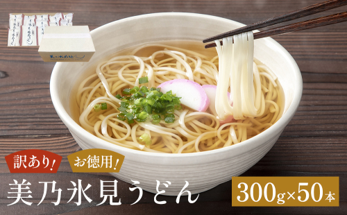 ＜訳あり＞美乃氷見うどんお徳用 300g×50本 ダンボールでお届け 富山県 氷見市 業務用 うどん 乾麺 自宅用 保存食 2104179 - 富山県氷見市