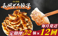 訳あり 長州どり餃子 12回 毎月 定期便 72個 12個×6パック 冷凍 小分け 大容量 ぎょうざ ギョウザ ギョーザ
