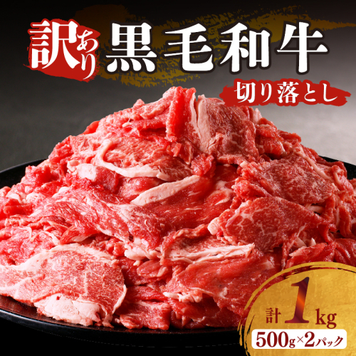 【2週間以内発送】月数量限定≪訳あり≫黒毛和牛切り落とし計1kg(500g×2パック) 肉 牛 牛肉 国産_T025-038 2105338 - 宮崎県都農町