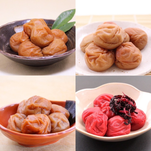 和歌山　紀州南高梅　食べ比べお試しセット　60ｇ×４種類 | 240g はちみつ こんぶ風味 うす味 しそ 蜂蜜 国産 ※北海道・沖縄・離島への配送不可 210624 - 和歌山県美浜町