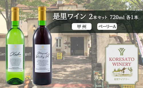 是里 ワイン 果実酒 甲州  ベーリーＡ 720ml 各1本 岡山 赤磐市 お酒 2107288 - 岡山県赤磐市