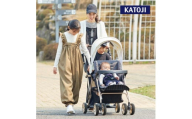 125-10_ベビーカー 二人でゴー リミテッド（ホワイト＆ゴールド）｜カトージ KATOJI ブランド 子育て お出かけ 2人乗り 二人乗り お散歩 子ども 子供 旅行 キッズ 兄弟 姉妹 コンパクト スタイリッシュ おしゃれ 赤ちゃん ベビー ベビーカー 2人でゴー リミテッド ホワイト ゴールド レインカバー