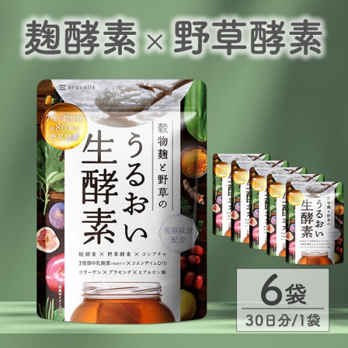 0020-101-02 酵素サプリメント 穀物麹と野草のうるおい生酵素 6袋 (6ヶ月) 2109674 - 静岡県富士宮市
