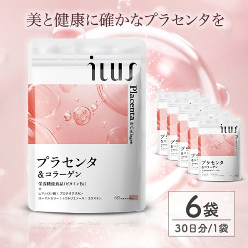 0024-101-02 ILUS プラセンタ＆コラーゲン 6袋 (6ヶ月) 2109859 - 静岡県富士宮市
