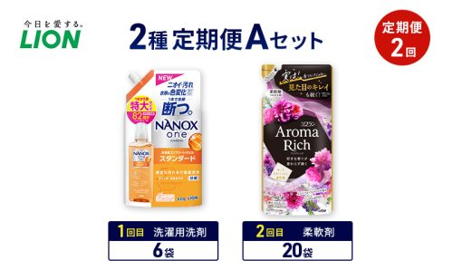 2種定期便Aセット 定期便2回 ライオン ナノックス NANOX ソフラン アロマリッチ ギフト 日用品 洗濯洗剤 柔軟剤 2110476 - 千葉県市原市