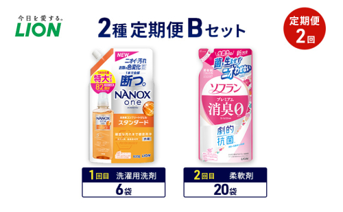 2種定期便Bセット 定期便2回 ライオン ナノックス NANOX ソフラン プレミアム消臭 ギフト 日用品 洗濯洗剤 柔軟剤 2110477 - 千葉県市原市