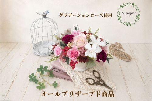 プリザーブドフラワー【シェリ】【埼玉県 春日部市 シュガーパイン ピンクアレンジ ローズ 上品 エレガント インテリア ギフト 母の日 プレゼント】(AJ006-2) 211054 - 埼玉県春日部市