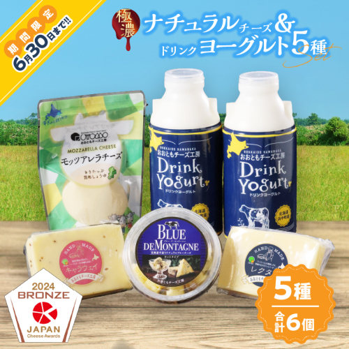 ≪期間限定≫【おおともチーズ工房】《人気の乳製品セット!!》ナチュラルチーズ＆ドリンクヨーグルト5種セット_H0003-038 2110774 - 北海道浜中町