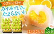 【全3回定期便】お菓子 はっさく大福12個入×2　 お菓子 大福 八朔 柑橘 みかん オレンジ 餅 ギフト お取り寄せ スイーツ フルーツ大福 ご当地 菓子 おかし デザート 食品 人気 おすすめ 広島県福山市/株式会社虎屋本舗[BADH018]