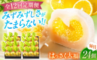 【全12回定期便】お菓子 はっさく大福12個入×2　 お菓子 大福 八朔 柑橘 みかん オレンジ 餅 ギフト お取り寄せ スイーツ フルーツ大福 ご当地 菓子 おかし デザート 食品 人気 おすすめ 広島県福山市/株式会社虎屋本舗[BADH020]