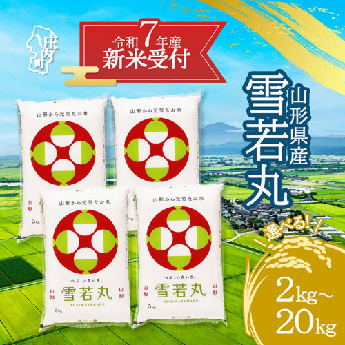 【新米受付 10月発送】R7年産 雪若丸 選べる内容量！ 2kg/5kg/10kg/15kg/20kg（入金期限：2025.9.15）新米 新米予約 先行受付 令和7年産米 米 山形県 2111876 - 山形県庄内町