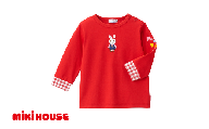ミキハウス うさこ長袖Tシャツ 赤−120cm (10-5247-490) [ ミキハウス mikihouse 子供服 子ども服 長袖 Tシャツ 赤 ピンク 上品 柔らかい 丈夫 長持ち 綿100% シンプル 普段使い ギフト お祝い プレゼント ベビー キッズ 国産 日本製 安心 安全 ]