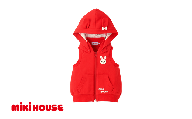 ミキハウス フード付きベスト 赤−110cm (10-5706-494) [ ミキハウス mikihouse 子供服 子ども服 フード付きベスト 赤 紺 上品 柔らかい 丈夫 長持ち 綿100% シンプル ギフト お祝い プレゼント キッズ 国産 日本製 安心 安全 ]