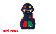 ミキハウス フード付きベスト 紺−110cm (10-5706-494) [ ミキハウス mikihouse 子供服 子ども服 フード付きベスト 赤 紺 上品 柔らかい 丈夫 長持ち 綿100% シンプル ギフト お祝い プレゼント キッズ 国産 日本製 安心 安全 ]
