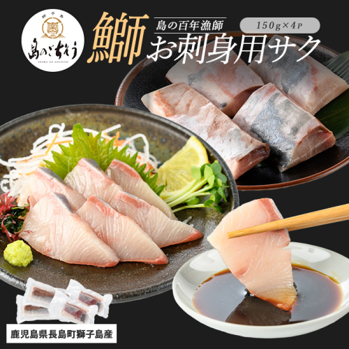 獅子島産 百年漁師の鰤 お刺身用サク (約150g×4パック) 【島のごちそう】gochi-1318 2113140 - 鹿児島県長島町