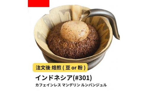 コーヒー #301 マンデリン デカフェ ルンバンジュル 310g 当日焙煎 大山珈琲 （豆または中挽きから選択） 2115161 - 大阪府堺市