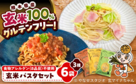 玄米パスタ　3種類各2袋セット / 玄米 パスタ 特産品 熊本 菊陽町 グルテンフリー アルデンテ げんまい ぱすた セット もっちり こども 【株式会社熊本玄米研究所】 [BHAF002]