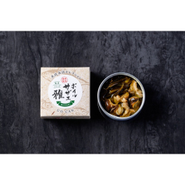 磯の香り、上品な味わい。 海貝 ボイルサザエ 雅（みやび） 「海貝（うみがい）」シリーズは、魚政が厳選した貝の魅力を、丁寧な調理と味付けで引き出した、こだわりの缶詰シリーズです。 その中でも「ボイルサ