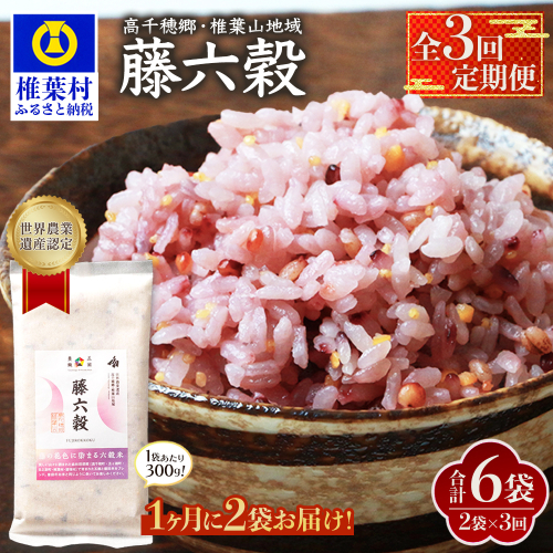 【3回定期便】【雑穀米】藤の花色に染まる美しい六穀米《藤六穀》300g×2袋 3回配送【世界農業遺産 高千穂郷・椎葉山地域】TT-14 2116487 - 宮崎県椎葉村