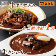 【スピード発送】焼肉屋さんの人気セット 牛タンシチュー 240g×2／すじ煮込み 220g×2 010B1687