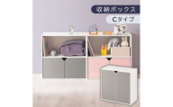 【完成品でお届け】収納ボックス〔Cタイプ〕（グレー×ホワイト）収納棚 扉付き キャビネット ラック 棚 カラーボックス スリム 2段 可動棚 本棚 収納家具 リビング LKANET300248-C-GY