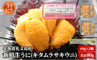 【礼文島リボンプロジェクト】北海道 礼文島産 新鮮生うに ( キタムラサキウニ ) 40g×2個 ウニ 雲丹 魚貝類 80g