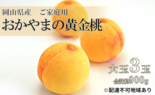 桃 2025年 先行予約 ご家庭用 おかやま の 黄金桃 大玉 3玉（合計約900g） 岡山県 フルーツ もも 桃  人気 新鮮 フルーツ 桃 フルーツ もも 桃 モモ 訳あり くだもの 桃 もも 果物 フルーツ 桃 もも 2119303 - 岡山県高梁市