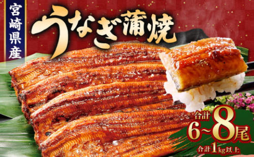 <宮崎県産 うなぎ蒲焼 6~8尾 計1kg以上>翌月末迄に順次出荷 ウナギ 鰻 うなぎ かば焼き 蒲焼き 2119466 - 宮崎県高鍋町