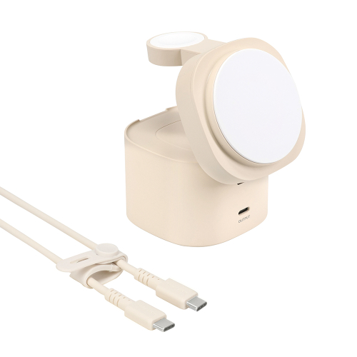 4in1 マグネット式 ワイヤレス充電器 MagSafe対応 Qi2認証品 シリコンケーブル/シリコンケーブルバンド付属 (MOT-QI15W04-EC) アーモンドミルク 2120078 - 神奈川県海老名市