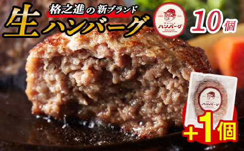 ＼レビューキャンペーン開催中！！／格之進 肉おじさん 生 ハンバーグ 10個+1個 あはハンバーグ 牛肉 豚肉 小分け 人気 惣菜 簡単調理 おかず お弁当 冷凍