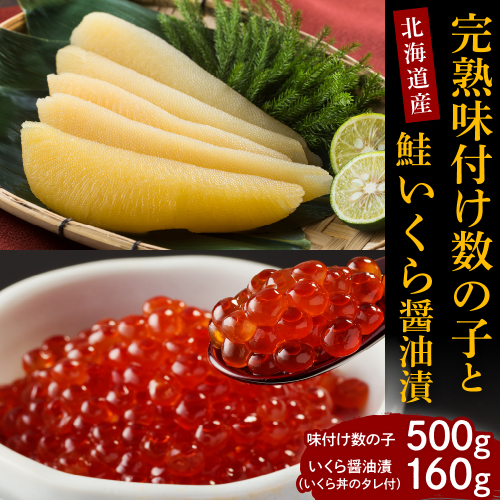 【2025年10月以降発送】完熟味付け数の子500gといくら醤油漬160g【er001-043-a】 2121847 - 北海道えりも町