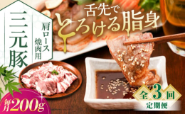 ※こちらは全3回（月1回）お届けの定期便商品です。〜上質な脂の甘味を味わう〜肉の繊維のきめが細かく、柔らかさもありながら心地よい歯ごたえが特長の「三元豚」。真っ白でべたつかず、さらりと舌先でとろけるよ