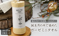2月「胡桃(クルミ)」の木言葉 「知性」　 BIRTH TREE TOWEL  | RYOKUSUIEN 緑酔園 草木染め THE NEWOLD WORKS バースツリータオル クルミ 胡桃 知性 ガーゼ タオル ハンカチ  ふわふわ 植物 草木染ガーゼ アップサイクル エシカル ヘリンボーン ギフト贈り物 お祝い プレゼント 母の日 父の日 記念日　埼玉県 草加市 草加