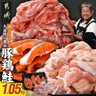 ≪肉×魚≫小分け3種セット(豚切り落とし250g・鶏モモカット済300g・銀鮭500g)