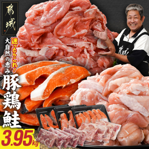 ≪肉×魚≫小分け3種セット(豚切り落とし250g×5P・鶏モモカット済300g×4P・銀鮭500g×3P)_23-8401 2134628 - 宮崎県都城市